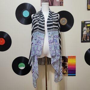 Semi-Sheer Printed Scarf Vest
